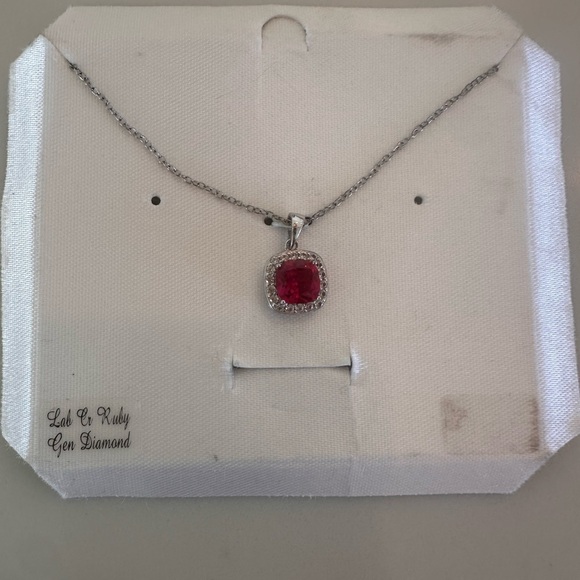 Kohl's Jewelry - NWT Sterling Silver Necklace with pink ruby and white sapphires